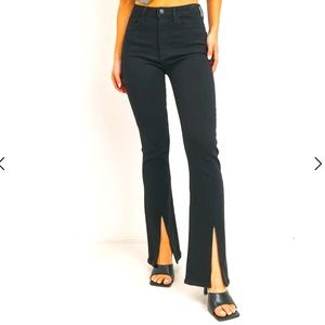 Just Black High Rise Split Flare Jeans